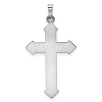 14K White Gold Polished and Textured Cross Pendant view 3