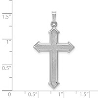 14K White Gold Polished and Textured Cross Pendant view 4