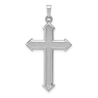 14K White Gold Polished and Textured Cross Pendant view 1