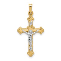 14K Two-tone Polished Inri Crucifix Pendant view 1