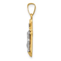 14K Two-tone Polished Inri Crucifix Pendant view 2
