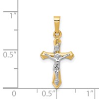 14K Two-tone Polished Inri Crucifix Pendant view 4