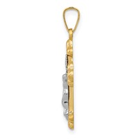 14K Two-tone Polished Budded Inri Crucifix Pendant view 2