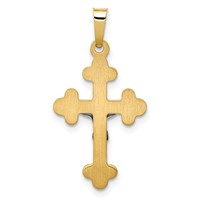 14K Two-tone Polished Budded Inri Crucifix Pendant view 3