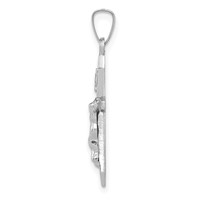 14K White Gold Polished Inri Crucifix Pendant view 2