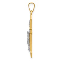 14K Two-tone Polished Inri Crucifix Pendant view 2