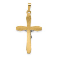 14K Two-tone Polished Inri Crucifix Pendant view 3