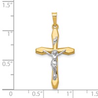 14K Two-tone Polished Inri Crucifix Pendant view 4
