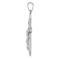 14K White Gold Polished Inri Crucifix Pendant view 2