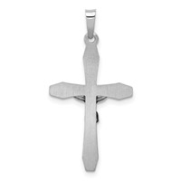 14K White Gold Polished Inri Crucifix Pendant view 3