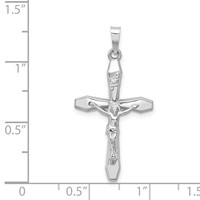 14K White Gold Polished Inri Crucifix Pendant view 4