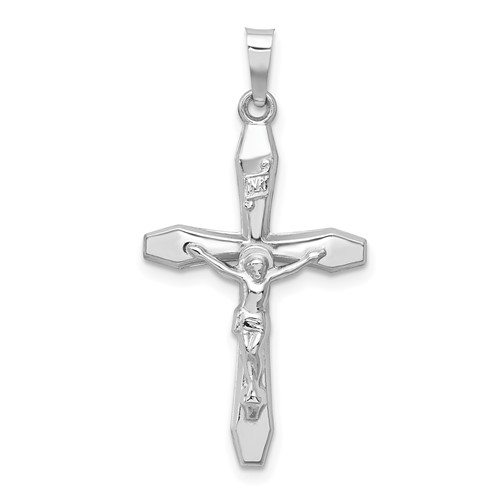 14K White Gold Polished Inri Crucifix Pendant