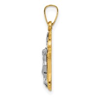 14K Two-tone Polished and Textured Inri Crucifix Pendant view 2