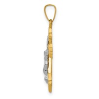 14K Two-tone Polished Fleur De Lis Inri Crucifix Pendant view 2
