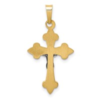 14K Two-tone Polished Fleur De Lis Inri Crucifix Pendant view 3