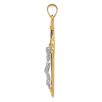 14K Two-tone Polished Inri Crucifix Pendant view 2
