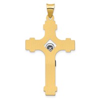 14K Two-tone Polished Inri Crucifix Pendant view 3