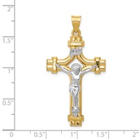 14K Two-tone Polished Inri Crucifix Pendant view 4