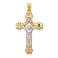 14K Two-tone Polished Inri Crucifix Pendant view 1