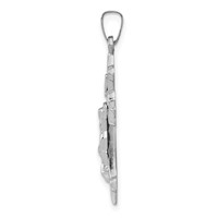 14K White Gold Polished Fleur De Lis Crucifix Pendant view 2