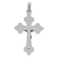 14K White Gold Polished Fleur De Lis Crucifix Pendant view 3