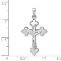 14K White Gold Polished Fleur De Lis Crucifix Pendant view 4