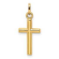14K Yellow Gold Hollow Cross Pendant view 4