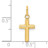 14K Yellow Gold Hollow Cross Pendant view 3