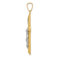 14K Two-tone Polished and Textured Inri Crucifix Pendant view 2
