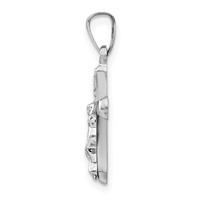 14K White Gold Polished Inri Rounded Crucifix Pendant view 2