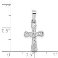 14K White Gold Polished Inri Rounded Crucifix Pendant view 3