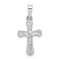 14K White Gold Polished Inri Rounded Crucifix Pendant view 1