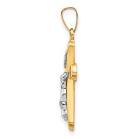 14K Two-tone Polished Rounded Crucifix Pendant view 2