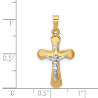 14K Two-tone Polished Rounded Crucifix Pendant view 4