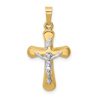 14K Two-tone Polished Rounded Crucifix Pendant view 1