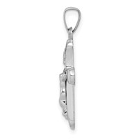 14K White Gold Polished Inri Rounded Crucifix Pendant view 2