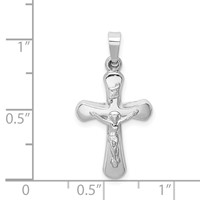 14K White Gold Polished Inri Rounded Crucifix Pendant view 4
