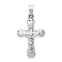 14K White Gold Polished Inri Rounded Crucifix Pendant view 1