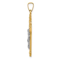 14K Two-tone Polished Inri Crucifix Pendant view 2
