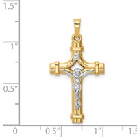 14K Two-tone Polished Inri Crucifix Pendant view 4