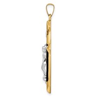 14K Two-tone Polished Inri Crucifix Pendant view 2