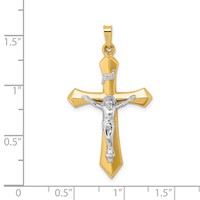 14K Two-tone Polished Inri Crucifix Pendant view 4