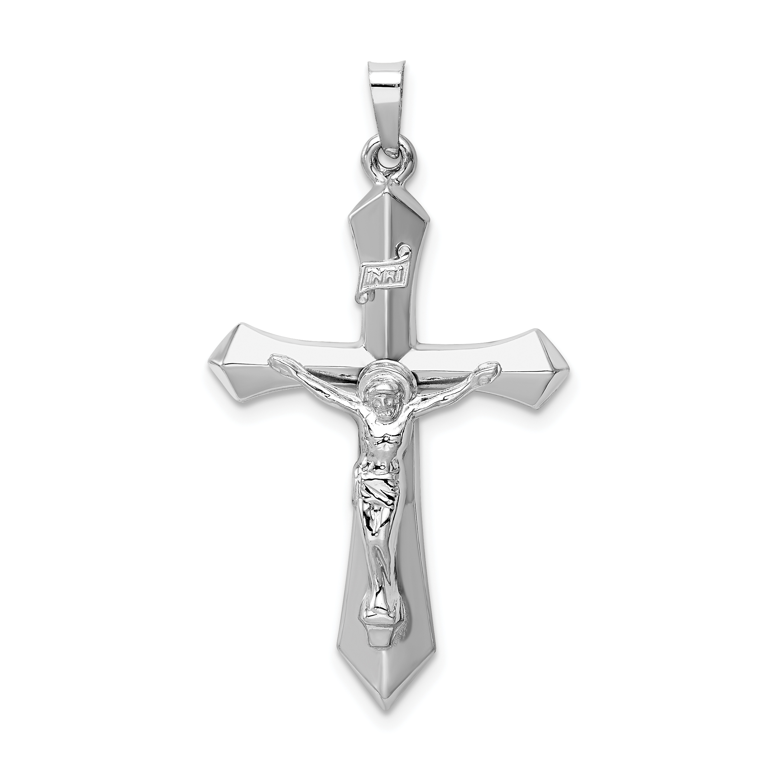 14k Gold Polished INRI Passion Crucifix Pendant XR1668