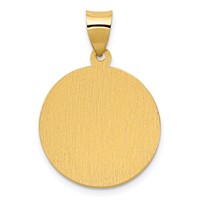 14K Yellow Gold Polished Satin Hollow Spanish Divino Nino Round Medal Pendant view 3