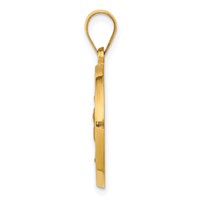 14K Yellow Gold Polished and Satin Hollow Spanish Our Lady of Guadalupe Round Medal Pendant view 2