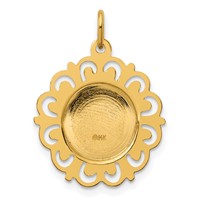 14K Yellow Gold Polished and Satin Hollow Spanish Guardian Angel Medal Round Pendant view 3