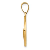 14K Yellow Gold Polished and Satin Hollow Spanish San Judas Tadeo Medal Round Pendant view 2