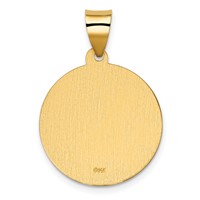 14K Yellow Gold Polished and Satin Hollow Spanish San Judas Tadeo Medal Round Pendant view 3