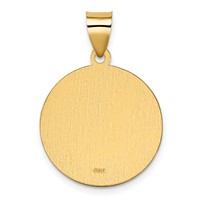 14K Yellow Gold Polished and Satin Hollow St. Kateri Medal Round Pendant view 3