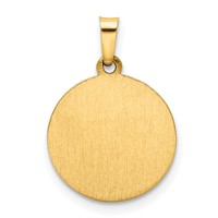14K Yellow Gold Polished and Satin Hollow Spanish Mi Primera Comunion Medal Round Pendant view 3